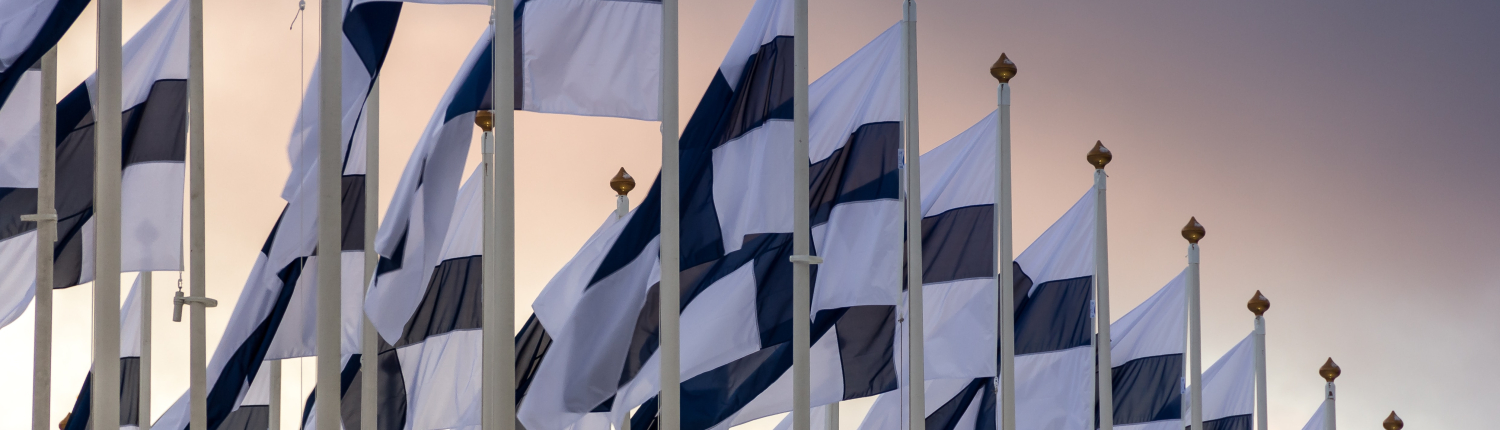 different Finland flags next to each other