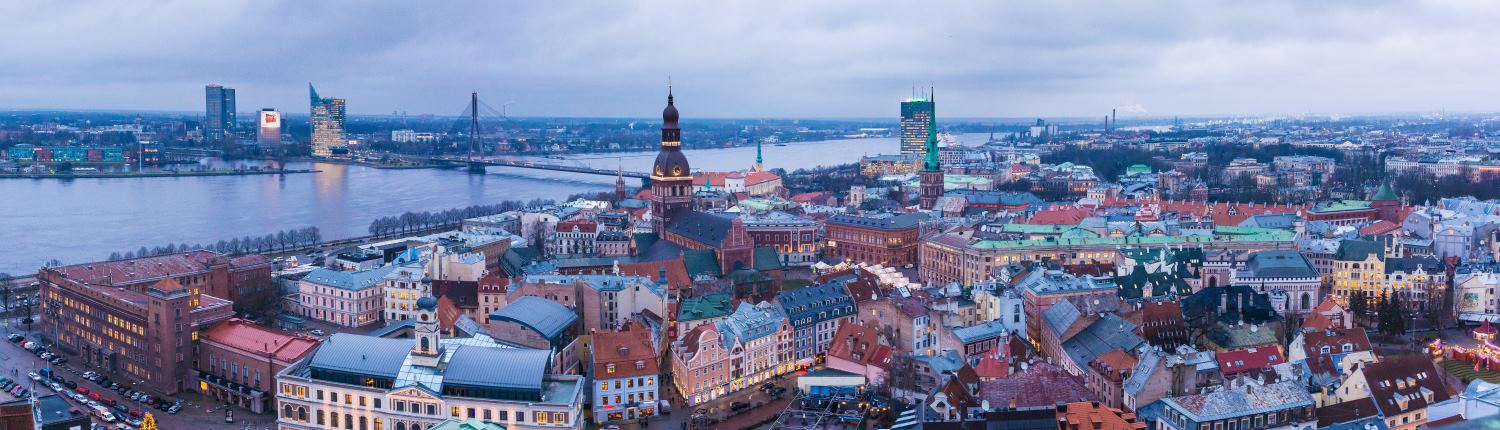 A panorama of Riga, Latvia and the Daugava River