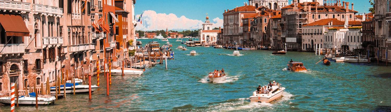 Boats on the Grand Canal in Venice, Italy