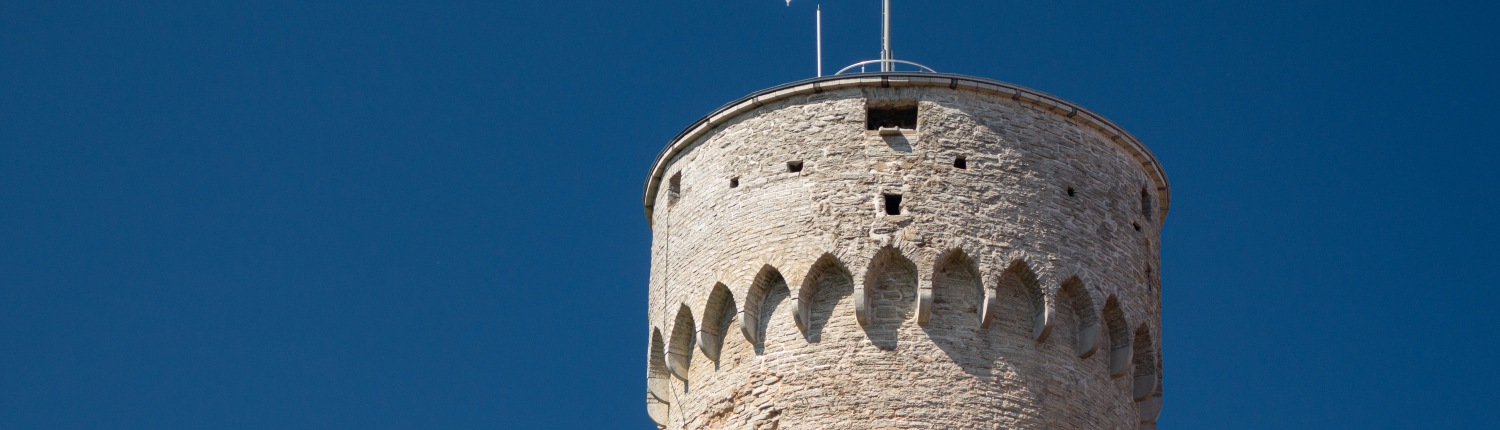 The top of 'Long Herman' tower in the Old Town of Tallinn, Estonia